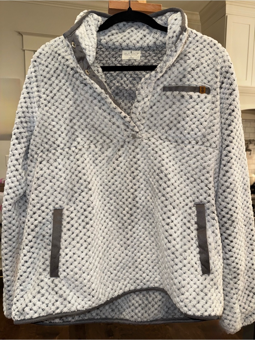 Simply Southern Light Gray Textured Cowl Pullover